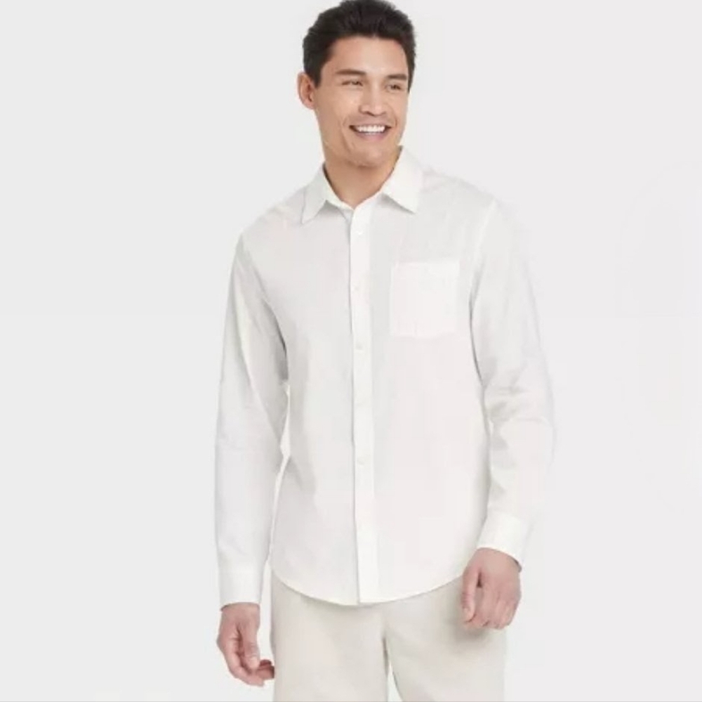 Goodfellow & Co Men's Comfort Wear Long Sleeve Button Down Shirt Size L